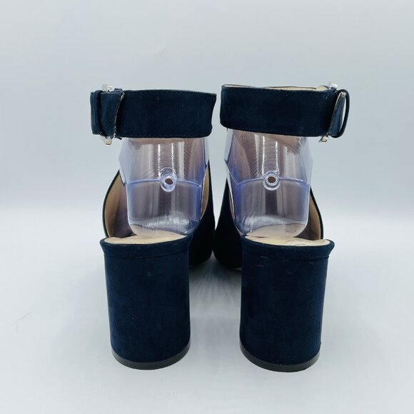 Nine West Shoes Womens Size 8.5 M Navy Blue Heels Open Toe Ankle Strap Sandals - Picture 7 of 12